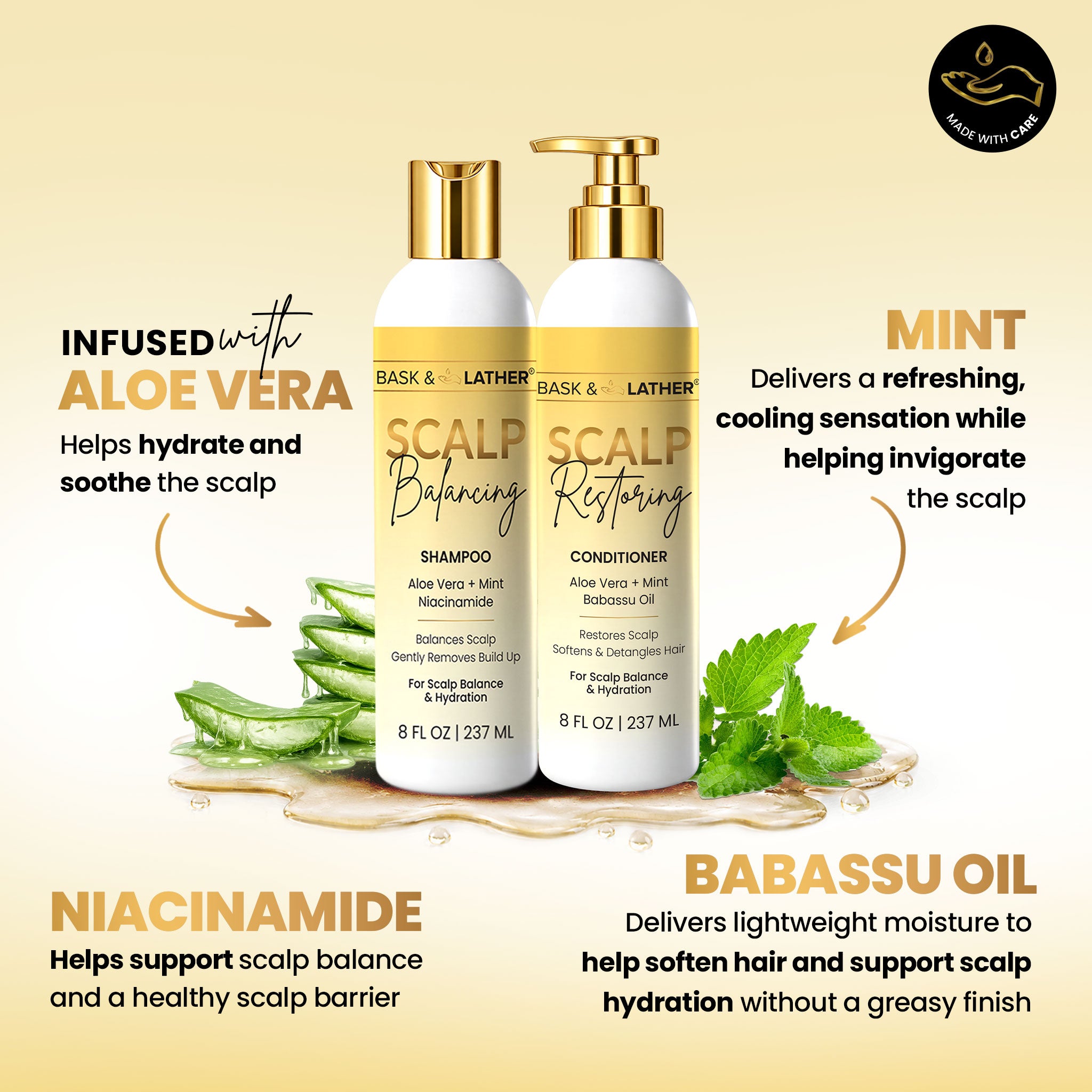 Scalp Balancing Shampoo & Scalp Restoring Conditioner Set - Bask and Lather Co