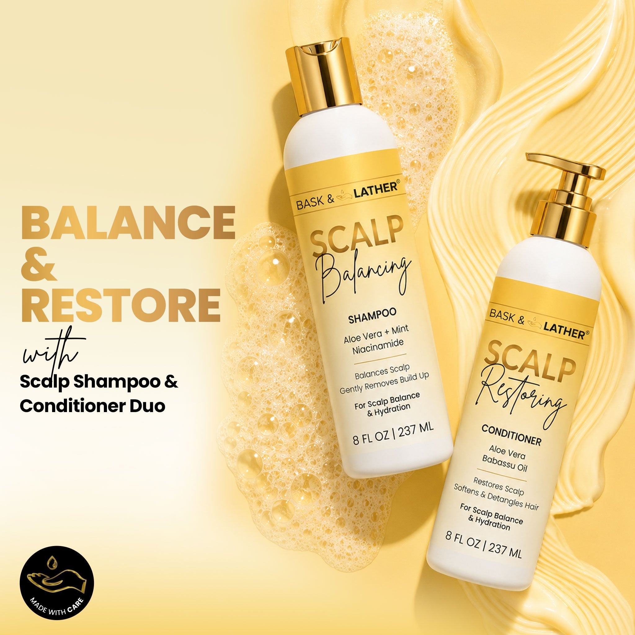 Scalp Balancing Shampoo & Scalp Restoring Conditioner Set - Bask and Lather Co