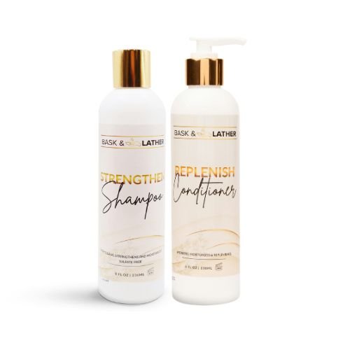 Strengthen & Replenish Shampoo and Conditioner Set - Anti - Breakage - Bask and Lather Co