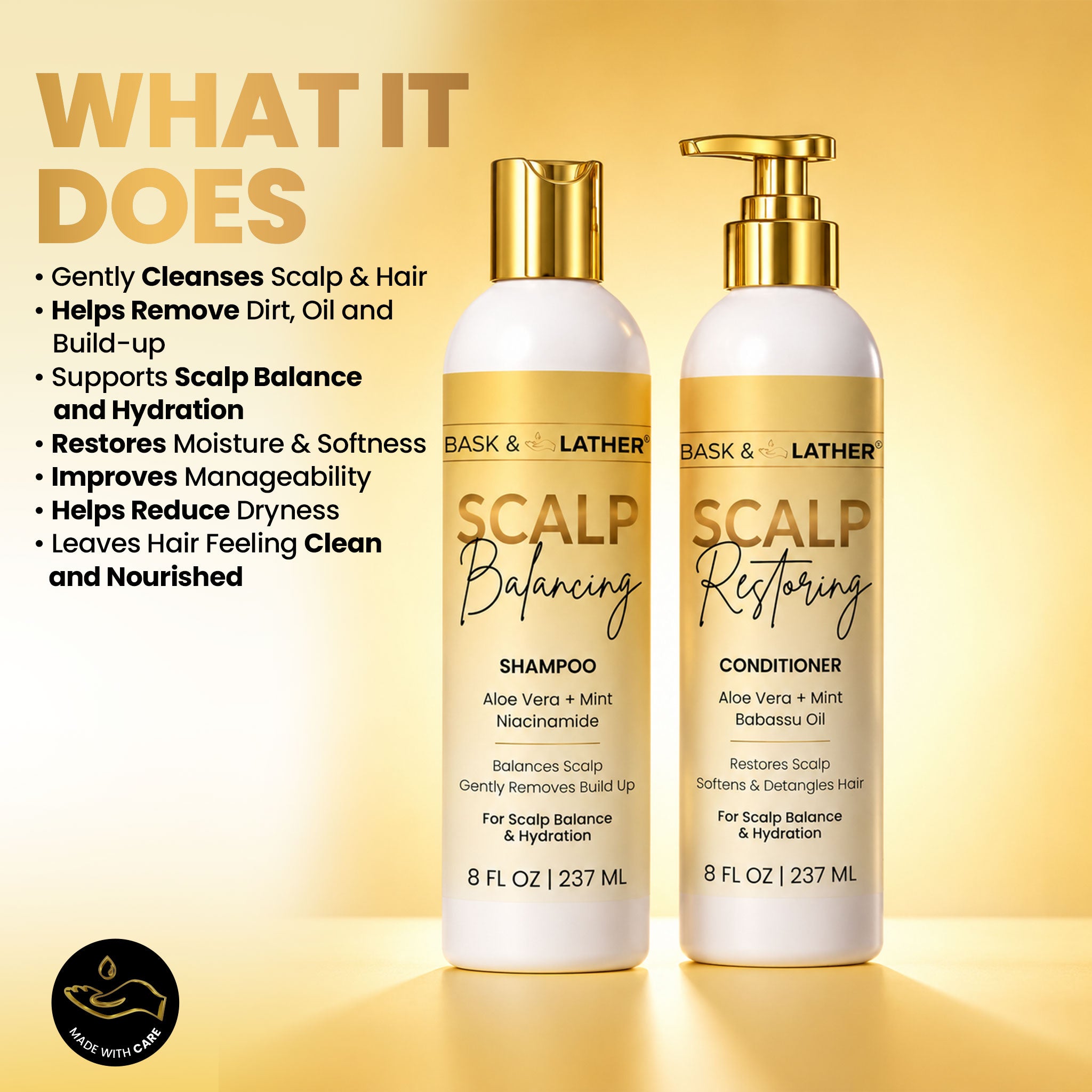 Scalp Balancing Shampoo & Scalp Restoring Conditioner Set - Bask and Lather Co