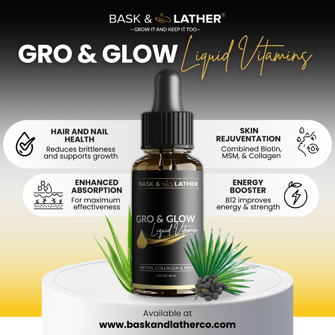 Gro & Glow Liquid Vitamins - 2 Month Supply! - Bask and Lather Co