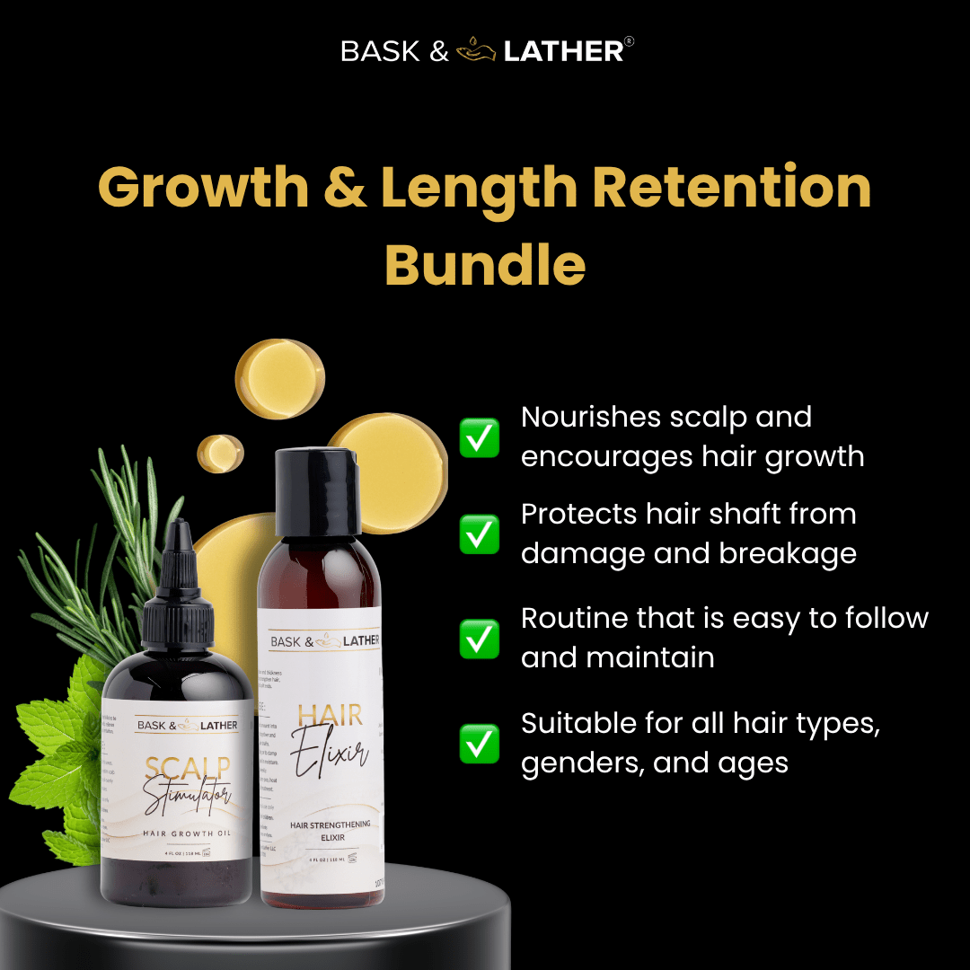 Scalp Stimulator & Hair Elixir | Growth & Length Retention Bundle - Bask and Lather Co