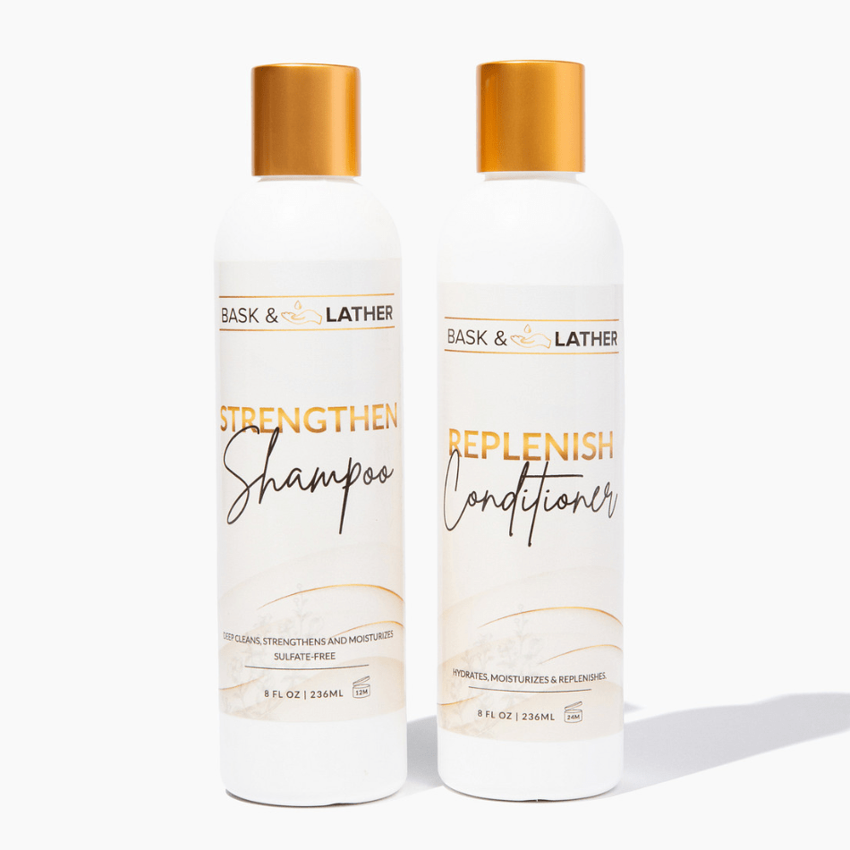 Strengthen & Replenish Shampoo and Conditioner Set - Anti - hair loss - Bask and Lather Co