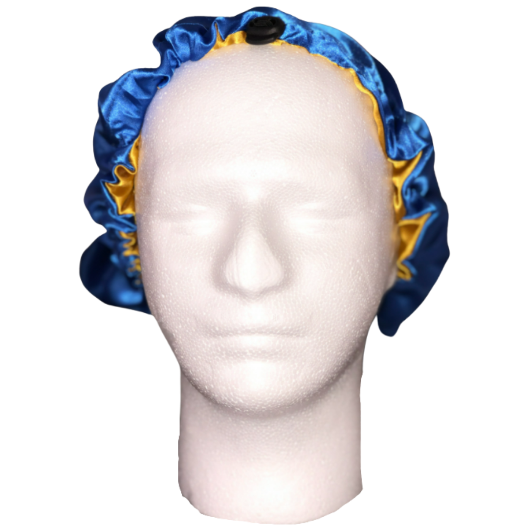 royal blue and gold bonnet