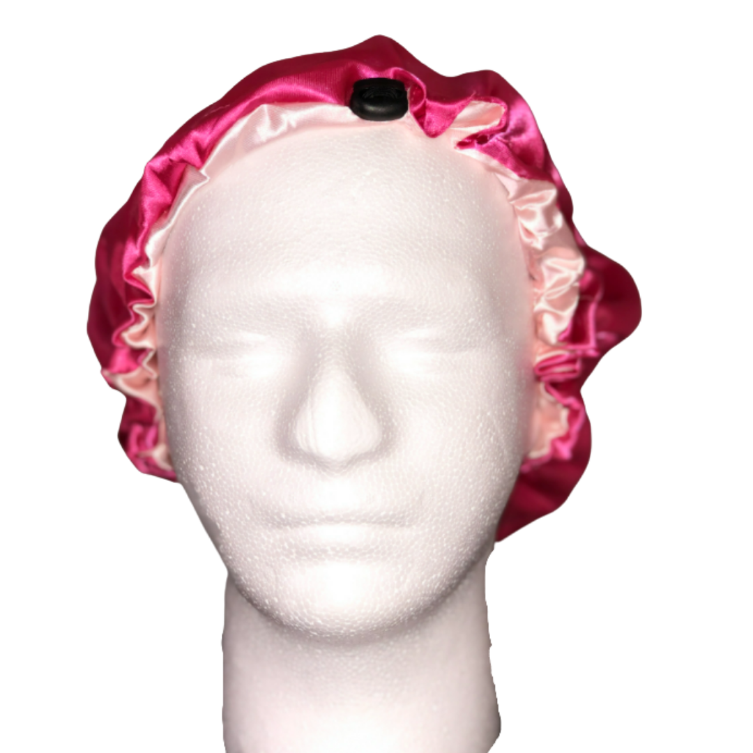 pink satin bonnet