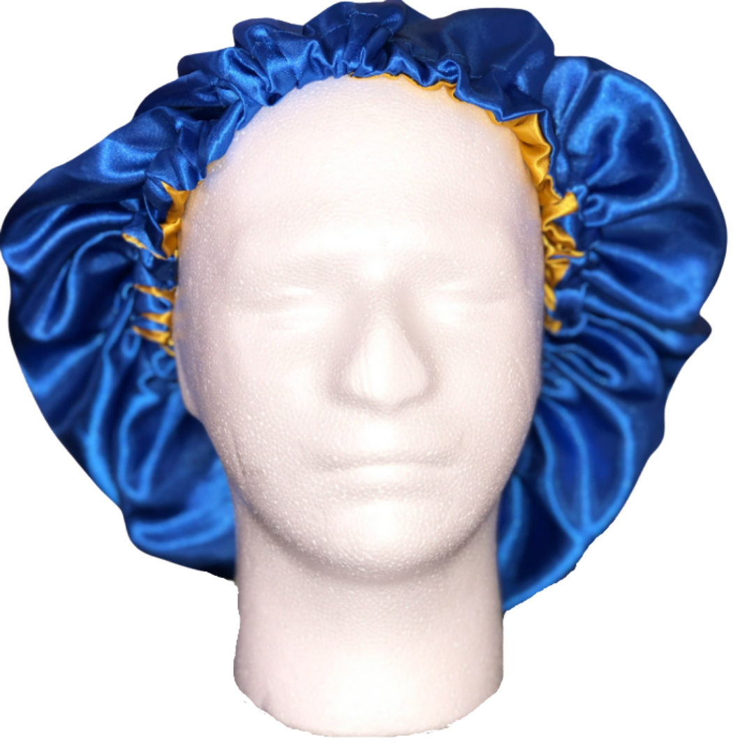 royal blue satin bonnet