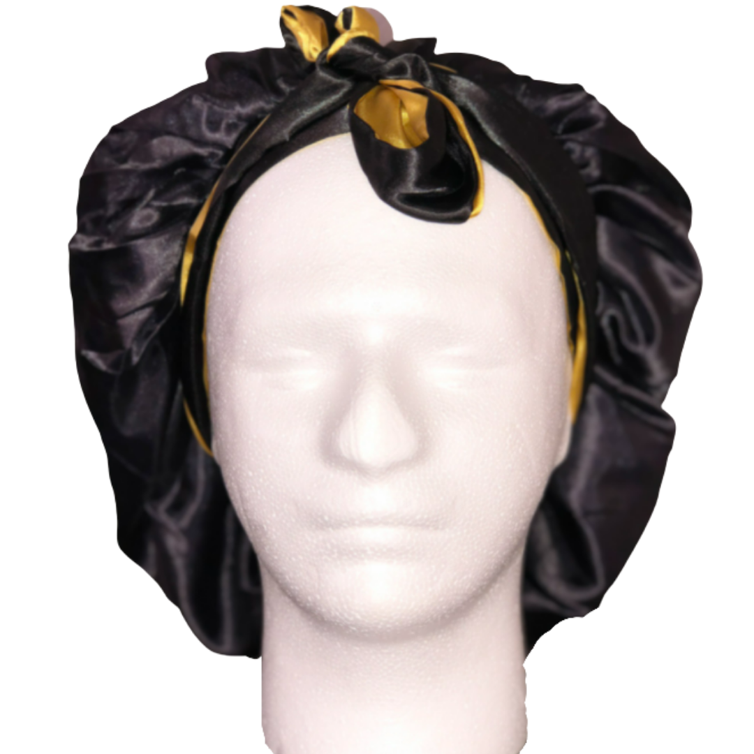 black satin bonnet